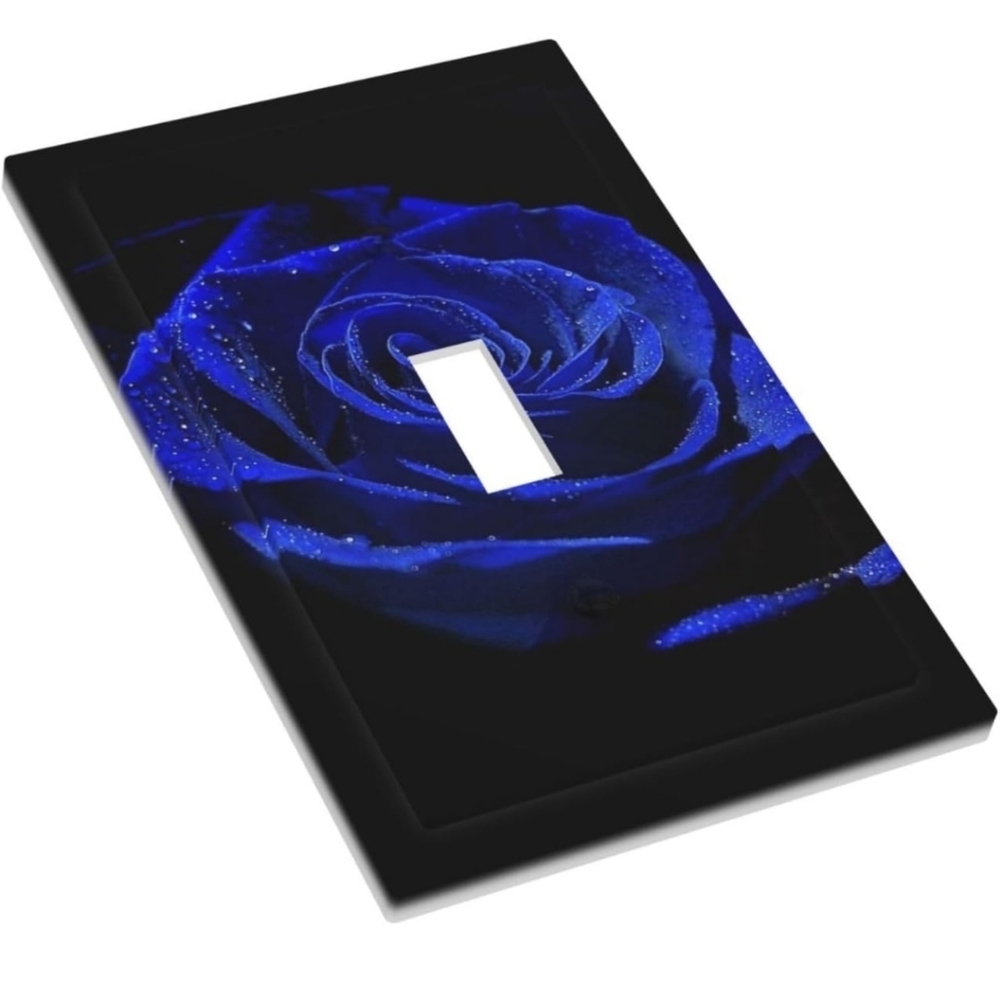 Bundle Of Two Watercolor Royal Blue Rose 1 Gang Light Switch Cover!